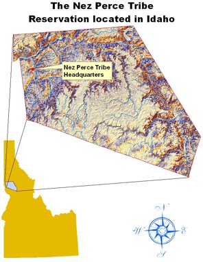 Map of Nez Perce Reservation